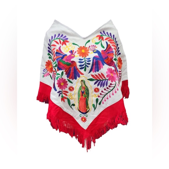 Colorful Virgencita Poncho with Fringe - Picture 1 of 1